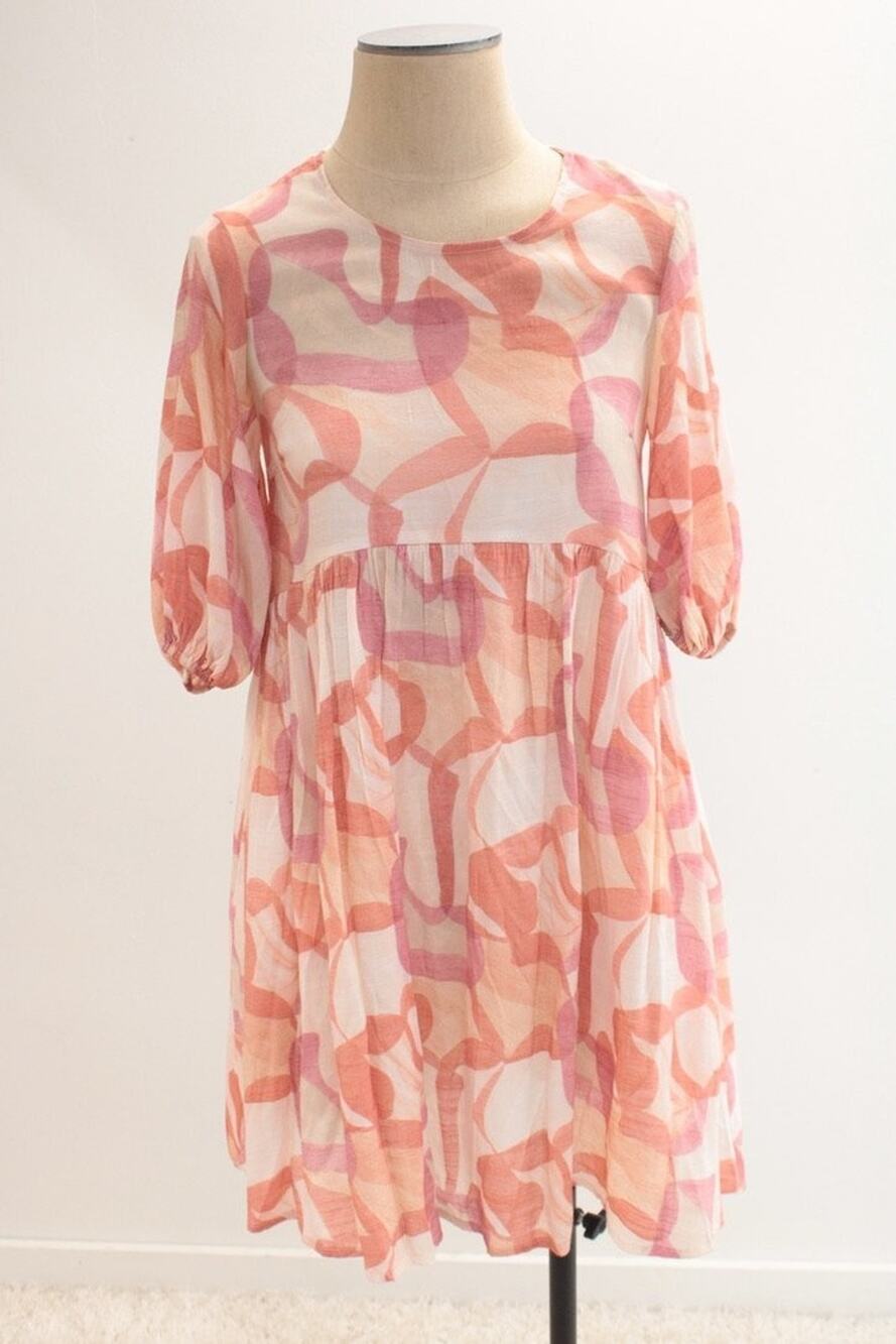 Petal & Pup Abstract Print Mini Dress Size 0 Babydoll Puff Sleeves Abstract